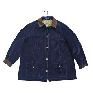 LL Bean Jacket Navy Blue Corduroy Thinsulate Quilted Lined Over Jacket‎ Mens 2X